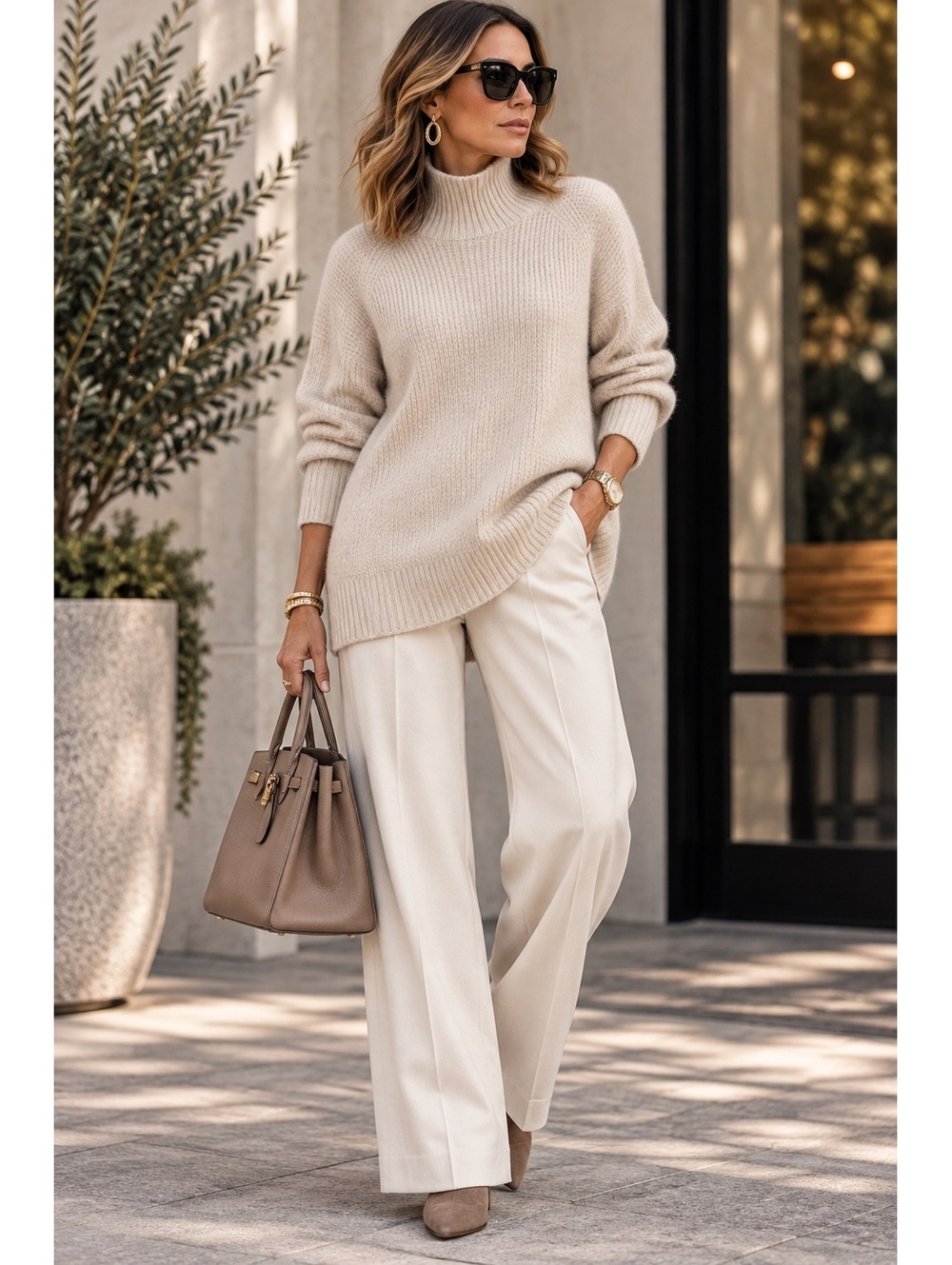 White + Warren 100% Cashmere Quiet Luxury Preppy Waffle Knit Sweater-Size Large